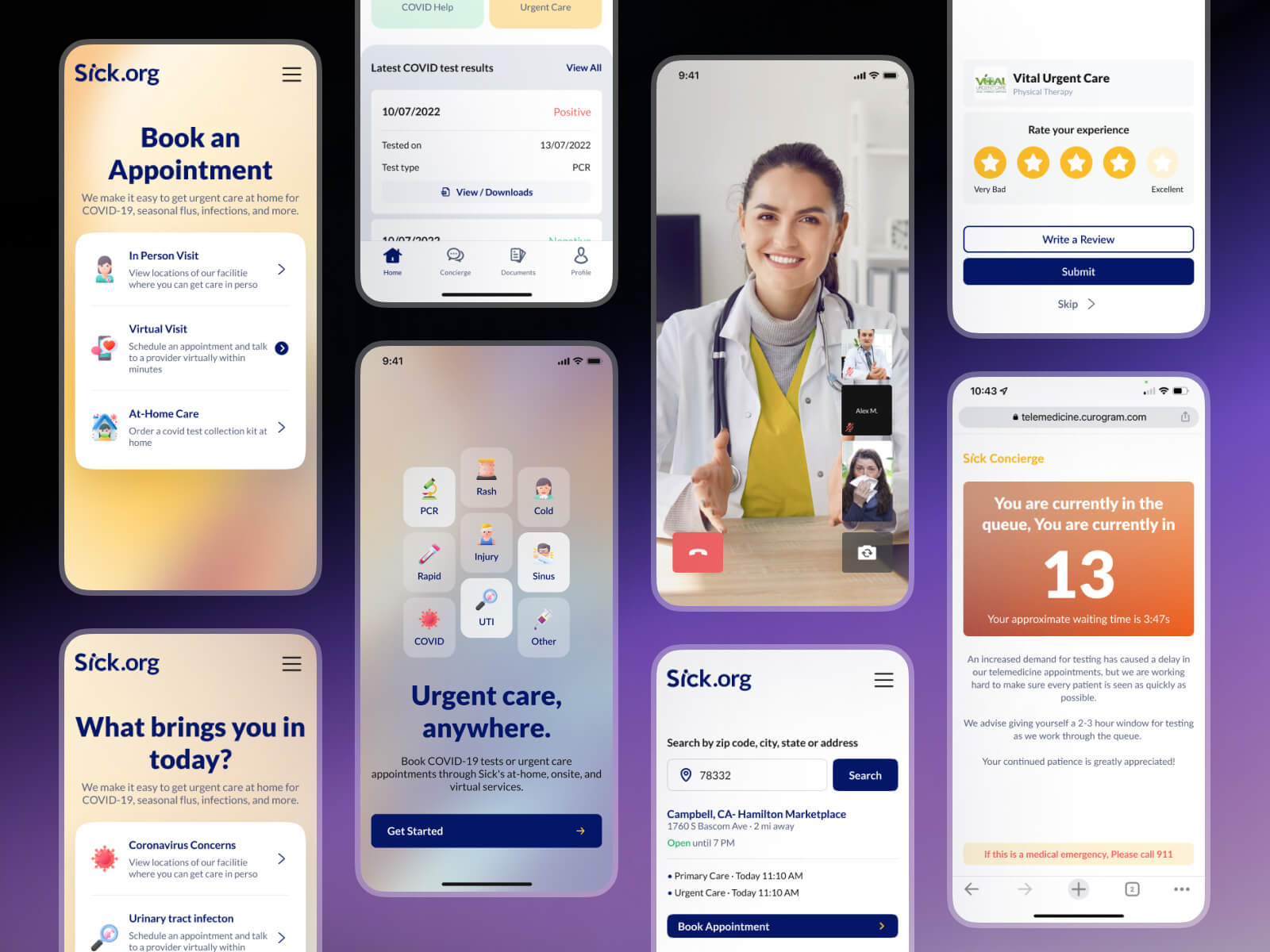 Mobile telemedicine experience for Sick.org designed by Abdullah Noman